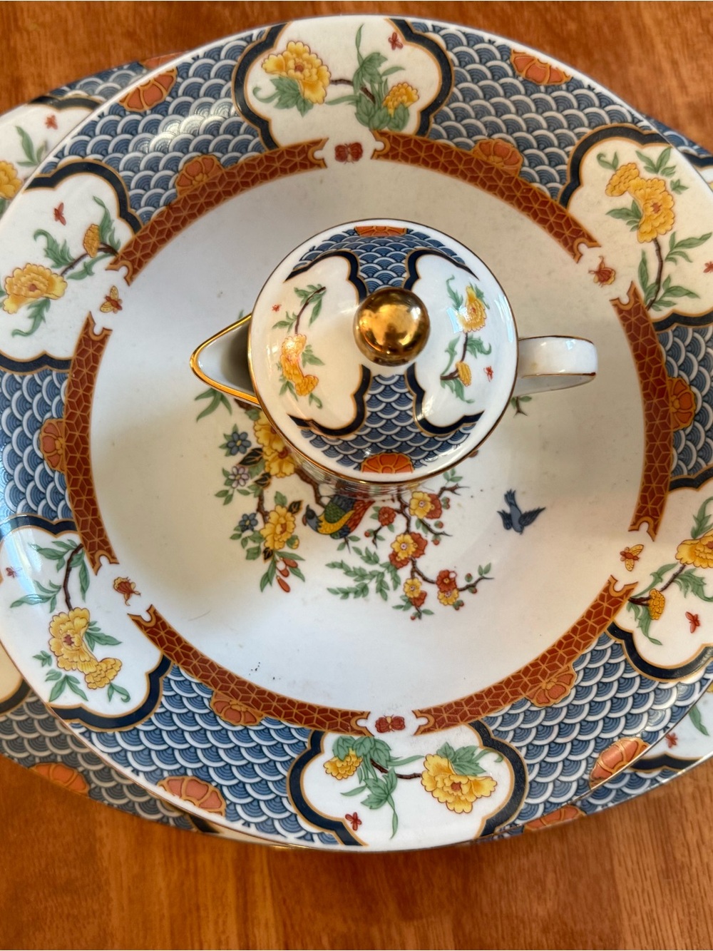 Liling Imperial Garden Dinner Plate - Blue, Red, White set of 3